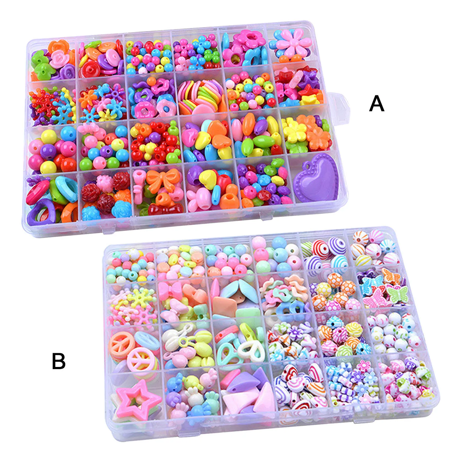 

Kids 24-Grid Candy Colors Plastic DIY Beads Toy Bead Stringing Threads DIY Woven Bracelet Necklace Jewelry Tools Accessories Toy