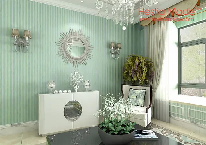 Non Woven Wallpaper Enland Brief Environmental Light Green