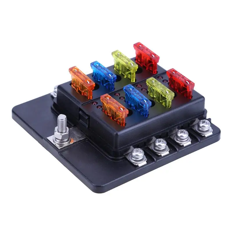 

32V Auto Car Boat 8 Way Circuit Car ATC ATO Blade Fuse Box Block Holder Waterproof For Cars Buses Boats Terminal Connection