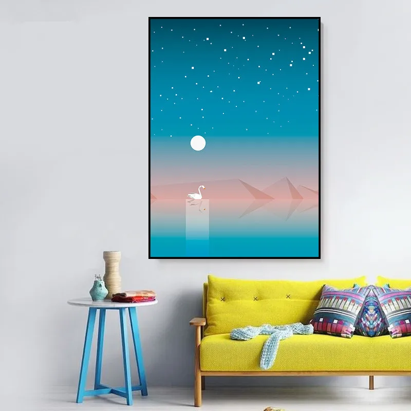 Swan-Scenery-Art-Decoration-PicturePosters-Prints-Wall-Art-Bedroom-bar-Living-Room-Home-Decoration-Canvas-Painting