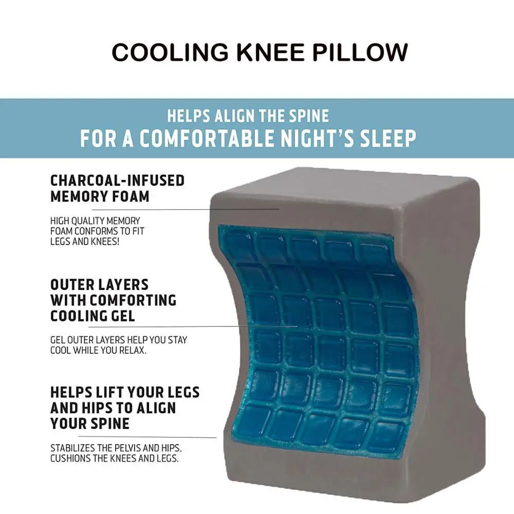 Ортопедическая подушка на коленях из древесного угля, охлаждающий гель с эффектом памяти