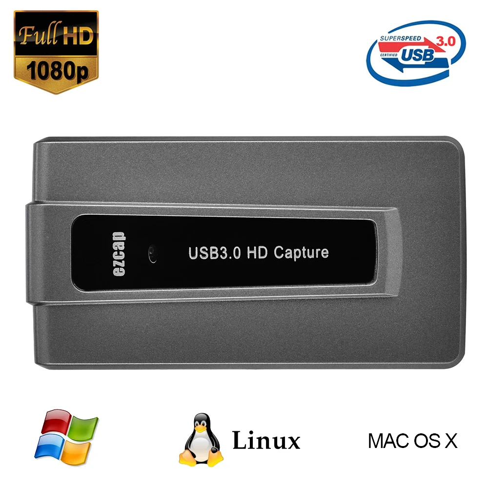 

ezcap287 USB 3.0 HD Game Capture Live Streaming Record 1080p 60fps Plug and Play for XBOX One for PS4 for WII U