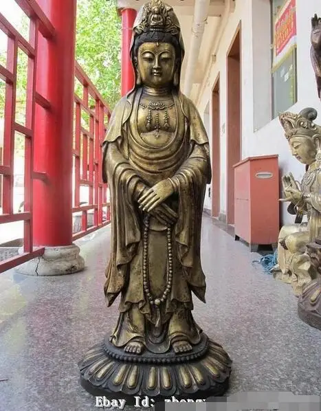 

Tibet Tibetan Folk Temple Bronze Gild Kwan Guan Yin Bodhisattva Buddha Statue