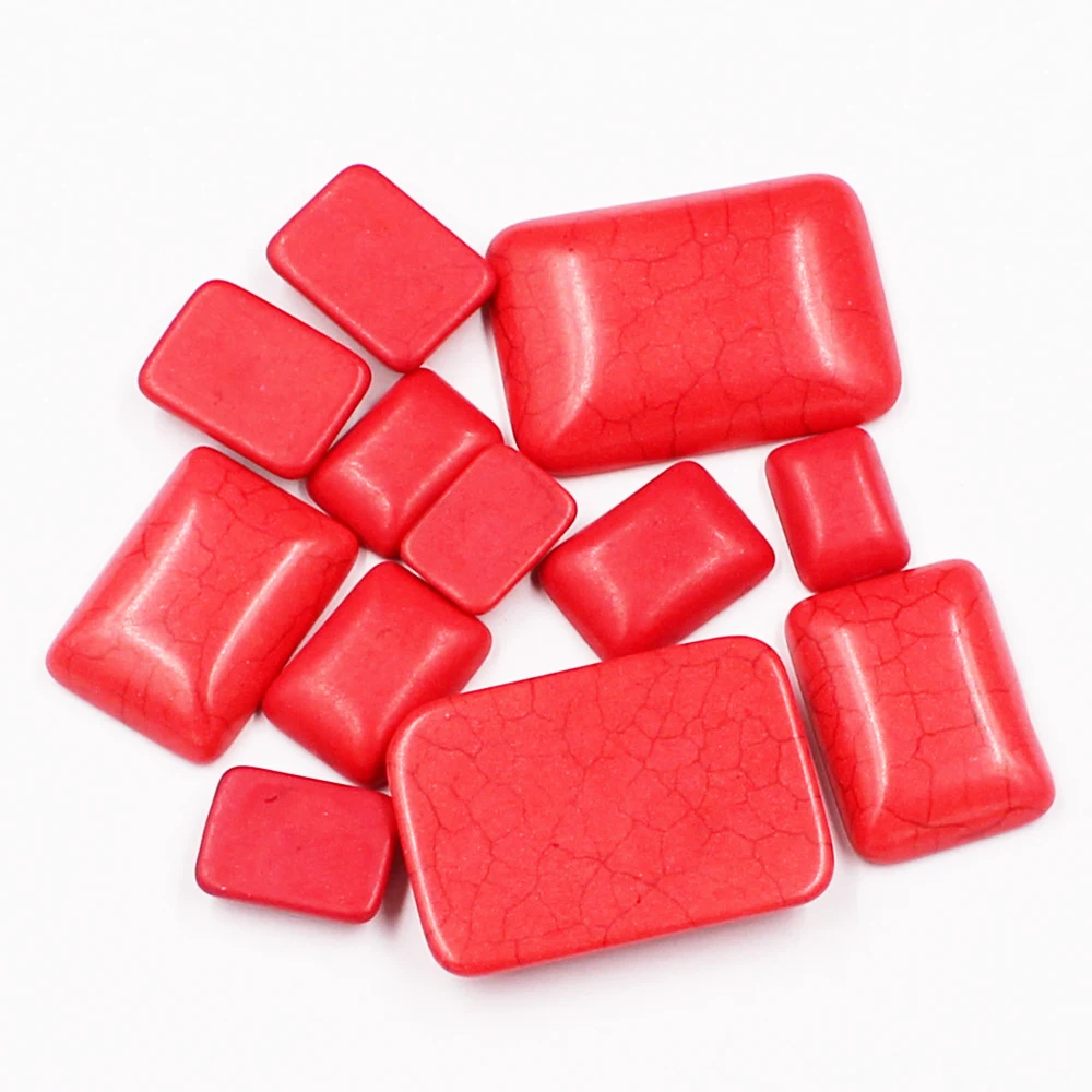 

Kakee Flat back Rectangular Charms Natural Gem Stone Cabochon Rings Red Turquoises Beads for Jewelry Making DIY Accessories