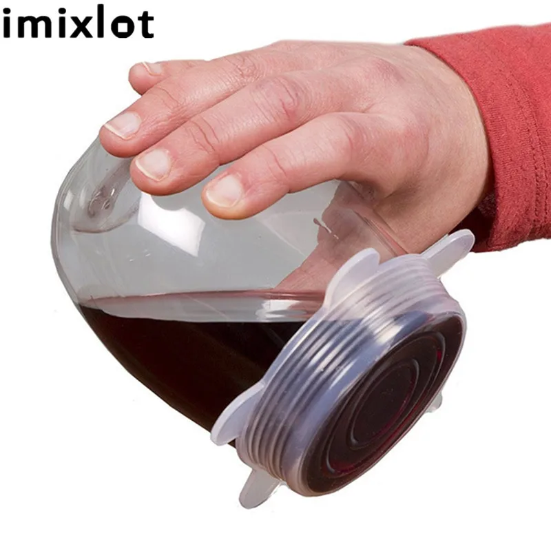 Imixlot 6 шт. многоразовая растягивающаяся силиконовая оболочка для еды пленка