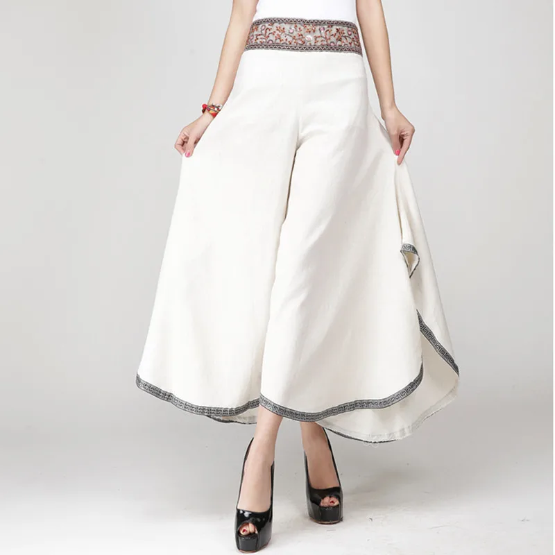 

Brand New Arrival Female's Irregularly Loose Flares Cotton Linen Cropped Tulip Trousers Ankle-Length Pants One Size