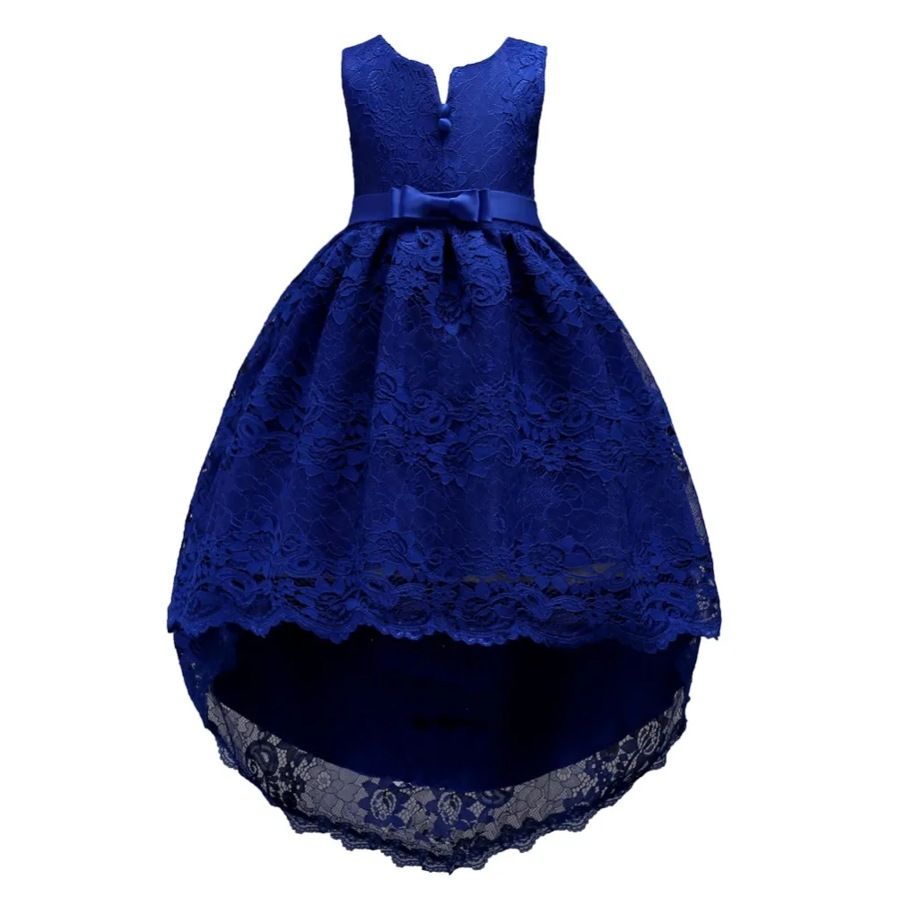 Girls Sleeveless Princess Children flower girl Lace dress For Wedding 3-14 Years Girls Long Tail Party Prom Dresses Pink Blue (2)