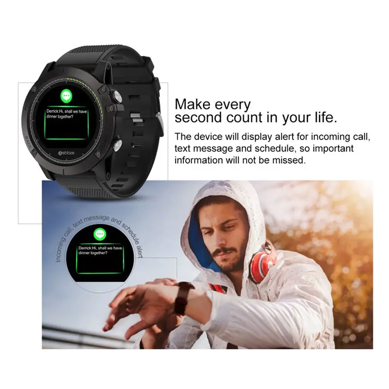 [In Stock] 2018 Zeblaze VIBE 3 HR Smartwatch Durability Waterproof Smart Watch Men Wearable Excellent Battery Heart Rate Monitor