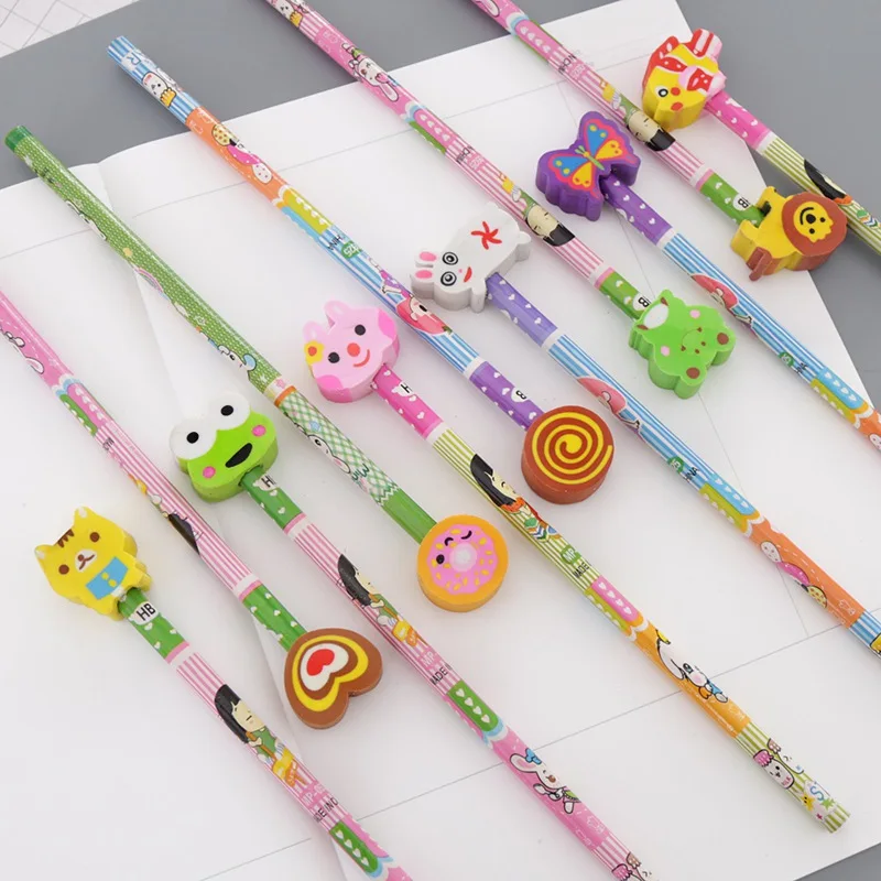 

Girls Boys Cute Animals Students Pencil Education Toys Cartoon Kids Pencil Eraser Pencil Gift Pens School Writing Random Colors