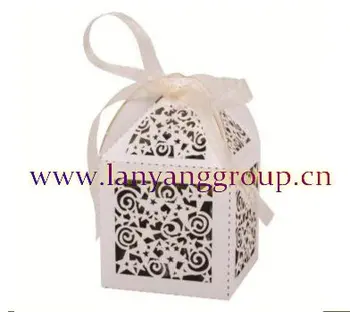 

White Stars Laser Cut Favor Box Paper Gift Fashion Boxes With Ribbon For Party 100pcs