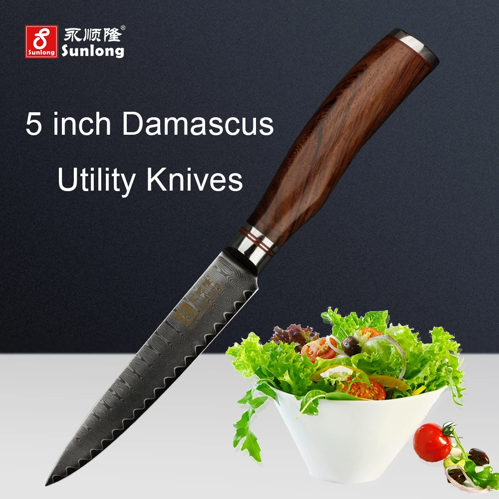 Sunlong 5 inch Utility Knives Damascus steel Paring Knives VG10 steel