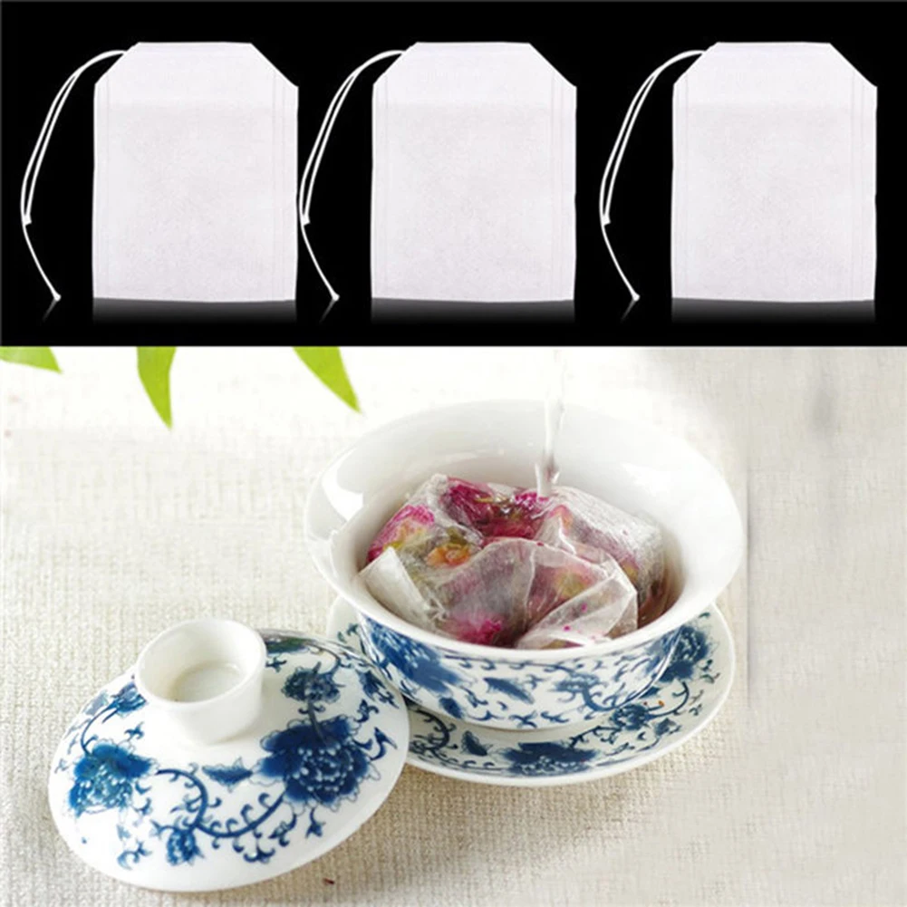 100 шт нетканые ткани пустые чайные пакетики струнные уплотнения фильтровальной бумаги свободные чайные пакетики