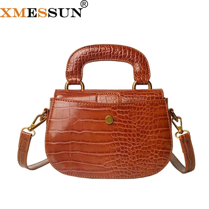 

XMESSUN Ladies Saddle Handbag Crocodile Pattern Flap Purses 2019 New High Quality Female Shoulder Crossbody Bag Dropshipping H34