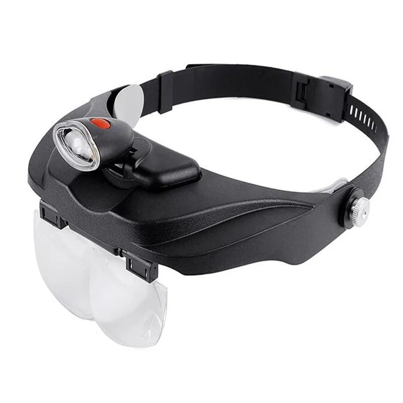 

Head-Mounted Glasses Magnifier 1.2X 1.8X 2.5X 3.5X 4 Group Lens LED Lamp Magnifying Glass Binocular Repair With Magnet Magnifier