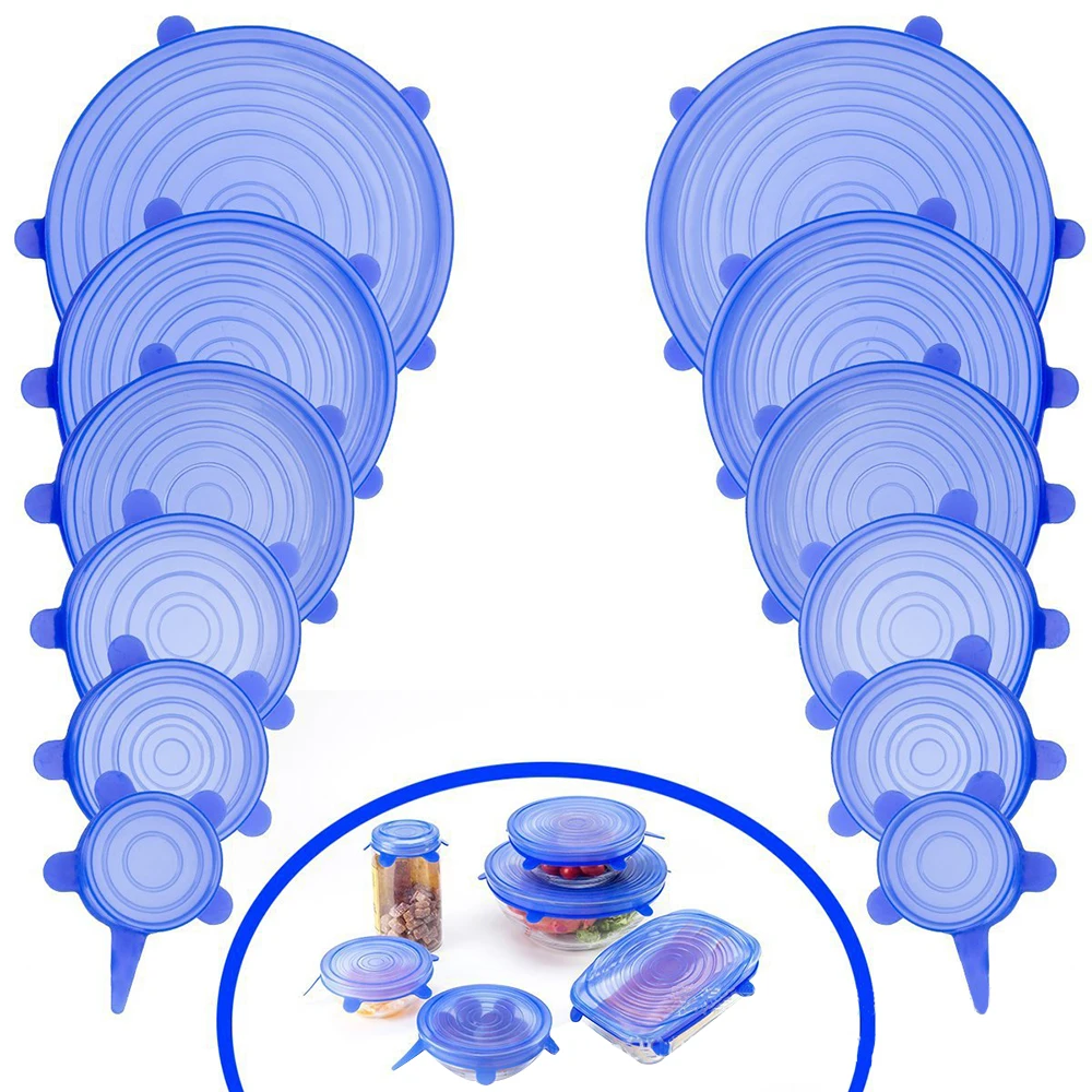 6 шт. силиконовая свежая крышка Repeatable Пищевая силиконовая эластичный чехол пищевая постельное белье чаша фруктовая чашка кухонный инструмент