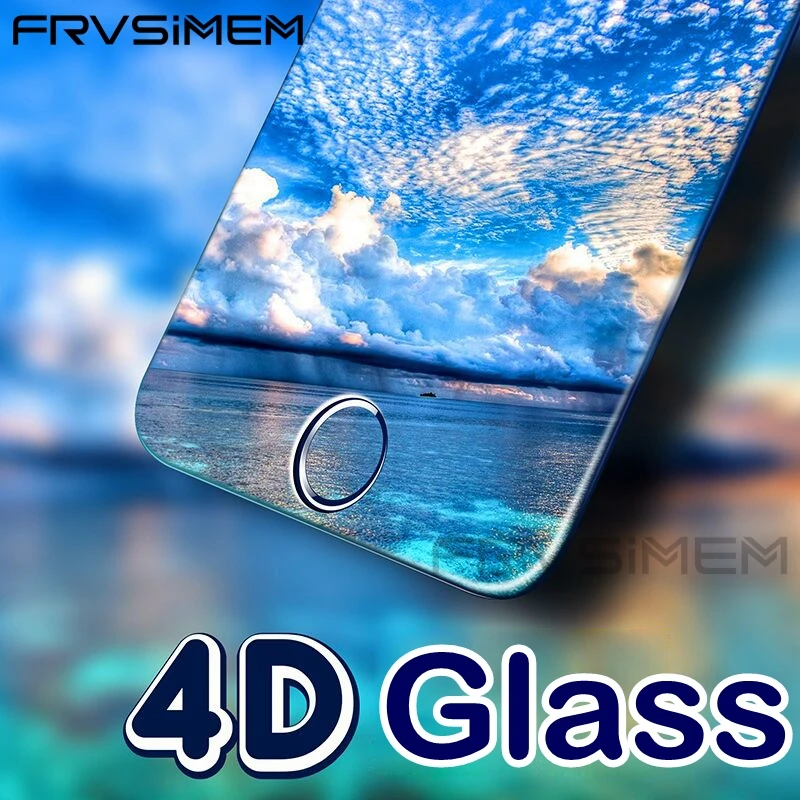 FRVSIMEM 4D изогнутый край закаленное стекло полное покрытие экрана протектор для iPhone 6 6s 7 8 Plus 3D+ Полное покрытие защитная пленка