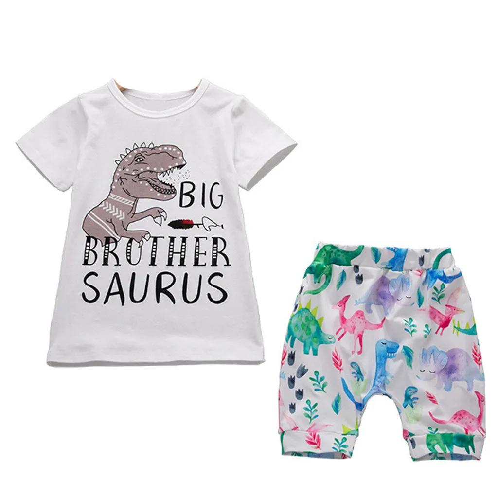 

baby clothes boy T shirt Letter Dinosaur Tops Shorts Pants Brother Clothes Set my first christmas boy vetement bebes garcon 2019