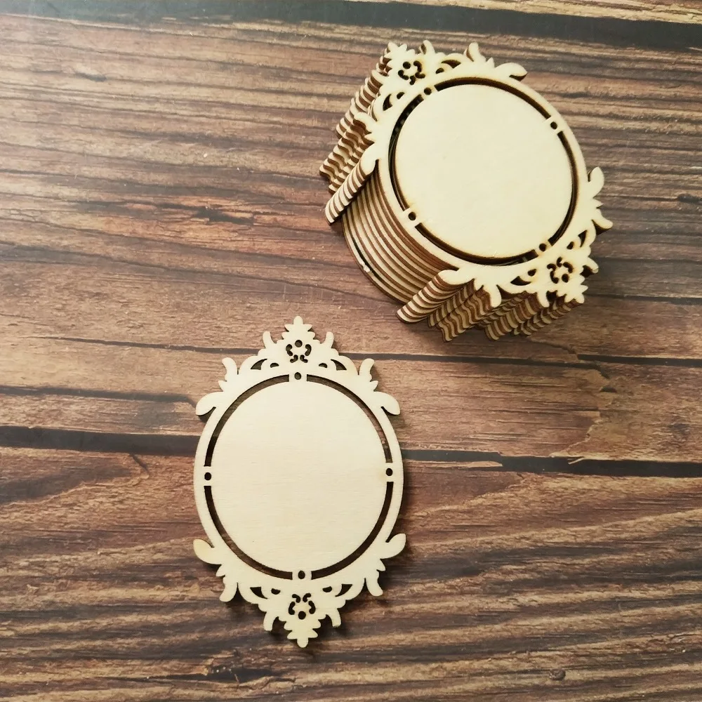 10PCS Vintage Classic Wooden Mirror Frame Shapes Wood Embellishment
