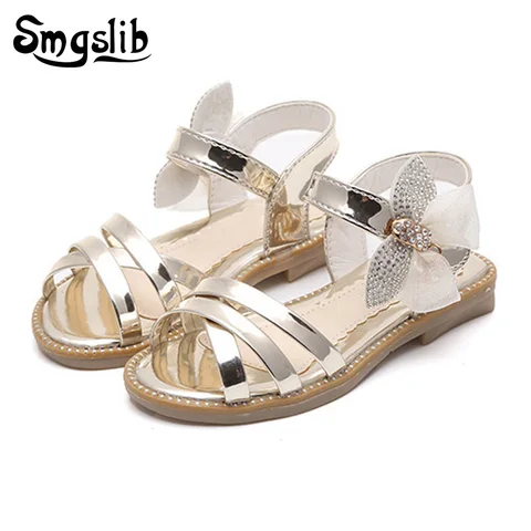 Sandálias de Verão para Meninas do Bebê Sandálias de Couro Moda Borboleta Crianças Doce Princesa Sapatos Festa Casamento Meninas 2020