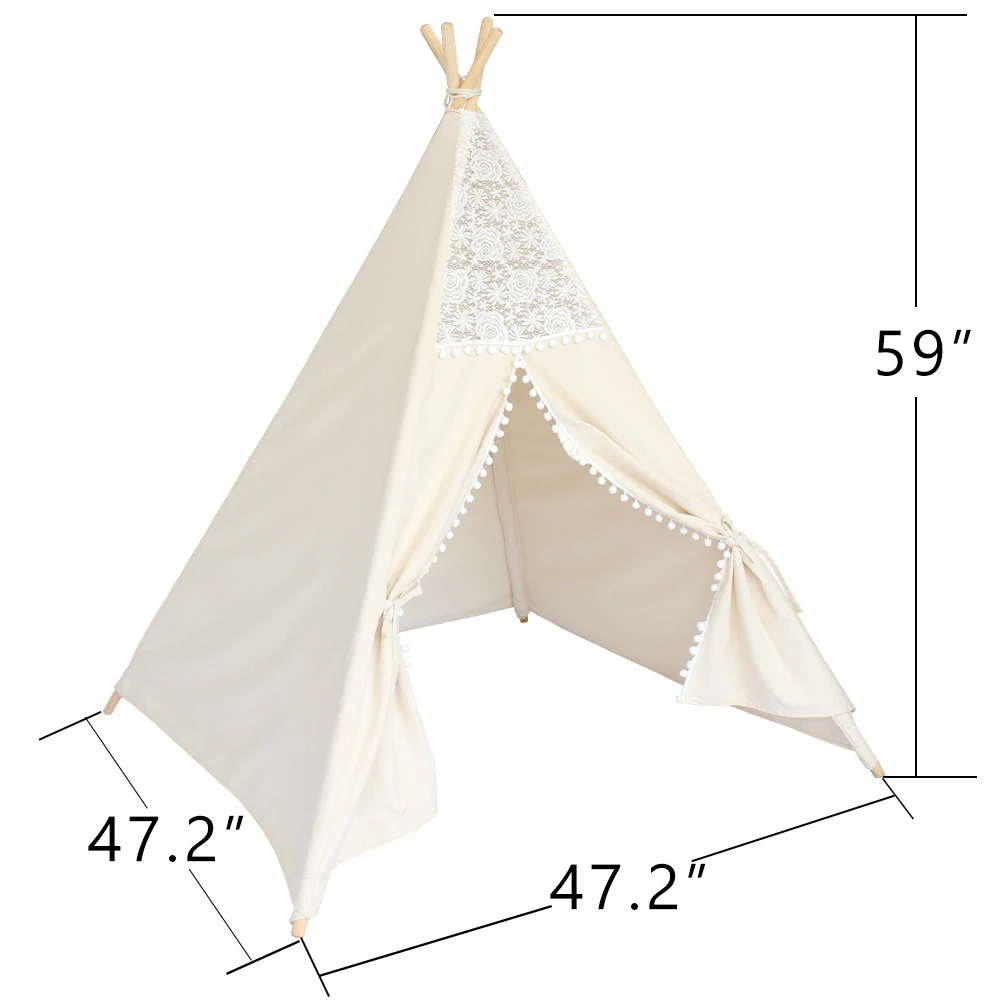 Кружева Tipi палатка для детей хлопок Teepees для детей игровой домик Складная Игровая палатка для ребенка для чтения уголок дополнительные 5 USD купон