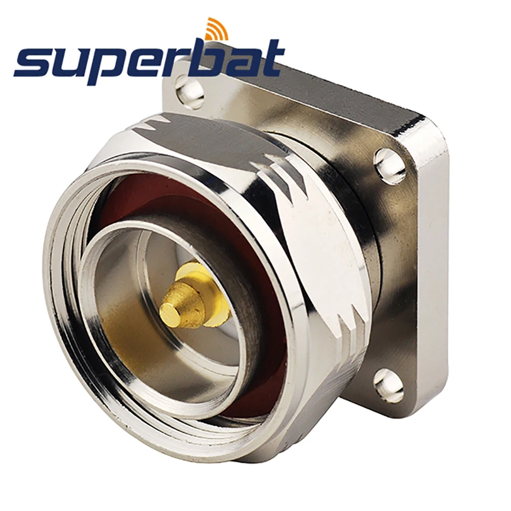 RF Coaxial Connector Male 4 Hole Panel Mount with Solder Cup