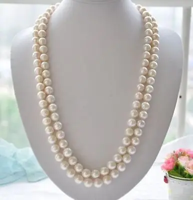 

Wholesale FREE SHIPPING > classic 9-10mm south sea white pearl necklace 33inch 925 AAAA