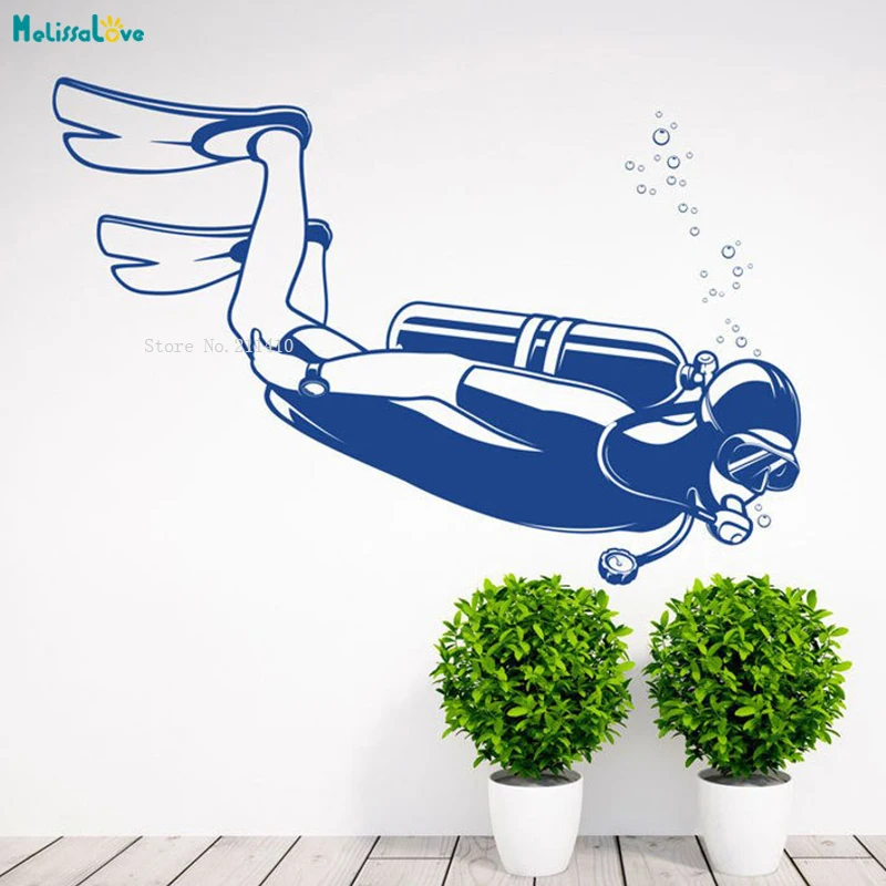 

Scuba Diving Wall Decal Nautical Office Decor Idea Fire Extinguisher Vinyl Sticker Marine Deep Sea Diving Removable Mural YT1174