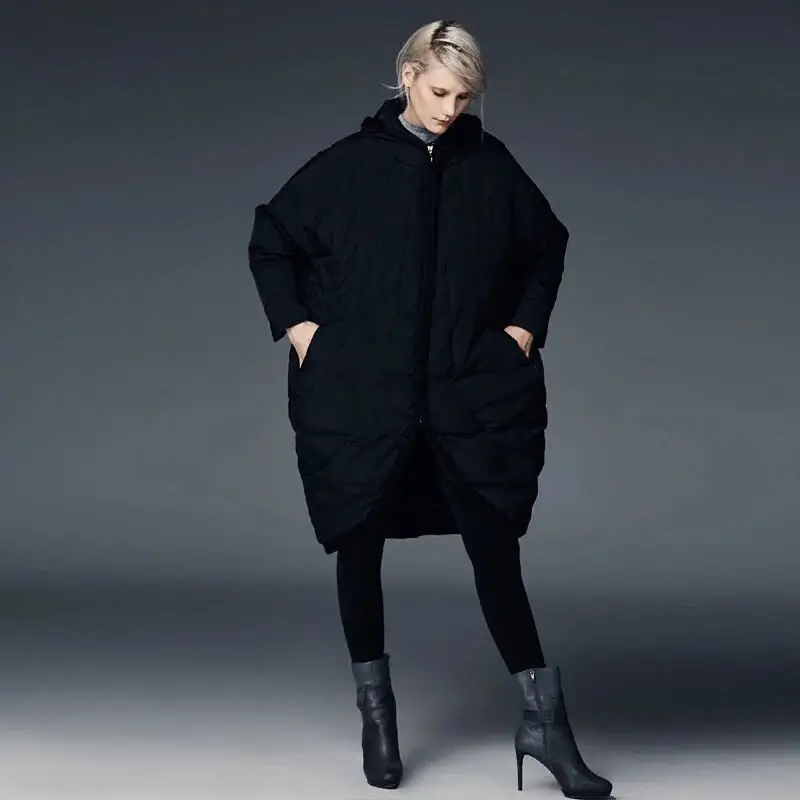 2018 New Women Tide White Duck Down Personality Fashion Cloak Down Jacket Female Loose Casual Winter Down Coat EF1122