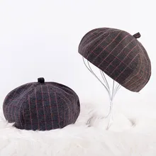 Теплая восьмиугольная шляпа осень-зима винтажные шерстяные береты шляпы для женщин девочек берет Женская клетчатая шляпа для прогулок s