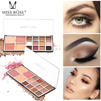 

MISS ROSE is not easy to smudge 12 color eyeshadow disc 2 color blush 2 color powder pearly matte eyeshadow palette makeup