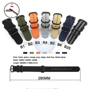 

7 Colors Watch Straps 20mm 22mm 24mm Nylon Fabric Watchbands Stainless Steel Buckles Claps Durable perlon watch strap