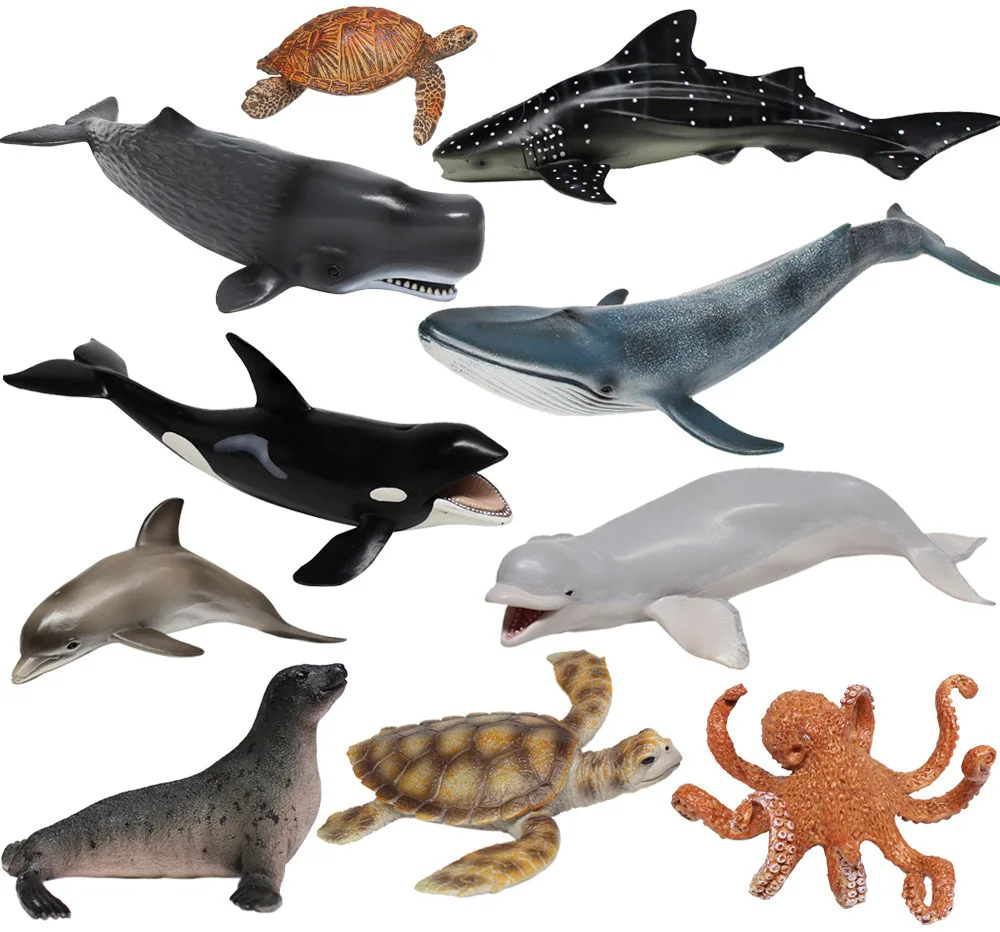 

Marine organism Model Toy Sea Life animals monster Dolphin Turtle Octopus white billhead Shark Toys For Boys Collection Decor