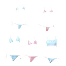 1 Set Stripe Women Swimwear Kit Lacing Sexy Bikini Swimsuit Two-pieces Bikini Bathing Suit Female Beachwear Set dark grey sexy stripe colorblock bikini set