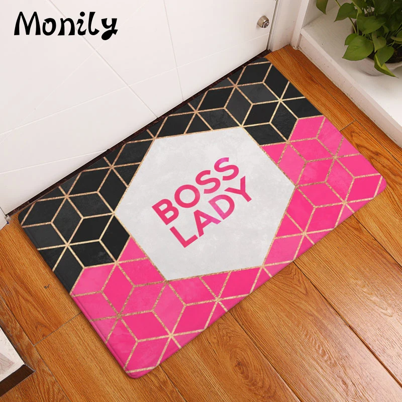 Monily Nordic Waterproof Anti-Slip Letter Door Mat Geometry Kitchen Carpets Bedroom Rugs Decorative Stair Mats Home Decor Crafts