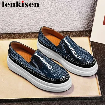 

Lenkisen new sheep leather round toe thick med bottom platform young girl dating comfort platform sneaker vulcanized shoes L9f2