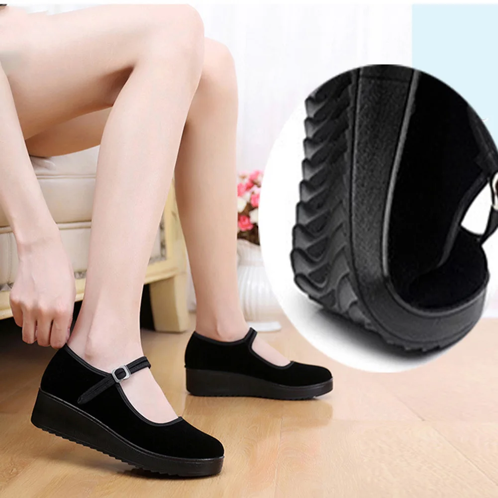 women's casual mary jane platform flat comfort shoes