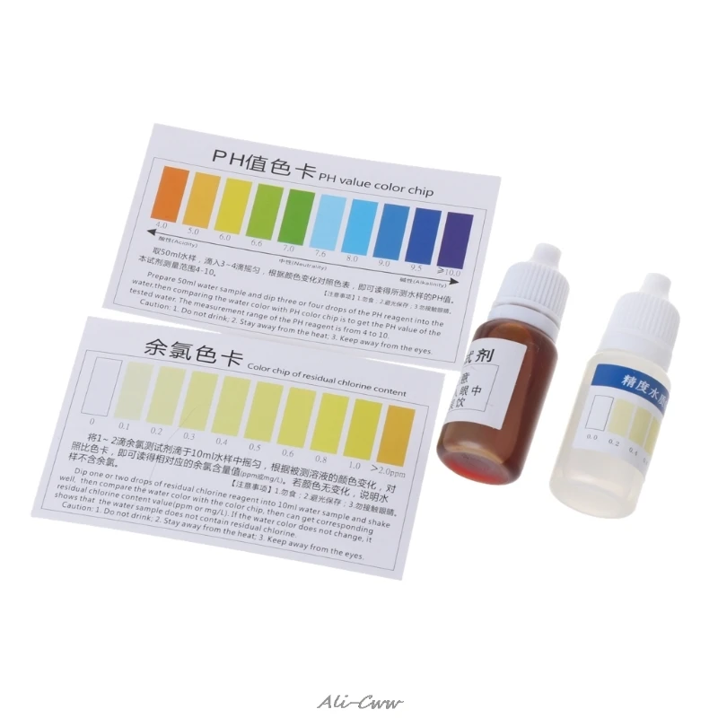 1 Set pH A2O Water pH OTO Dual Test Kit with Test Card for 100-125 tests