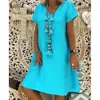 Women Dress Summer Cotton and Linen V-Neck Style Feminino Vestido Cotton Casual Plus Size Ladies Dress Elbse #Z20 ► Photo 3/5