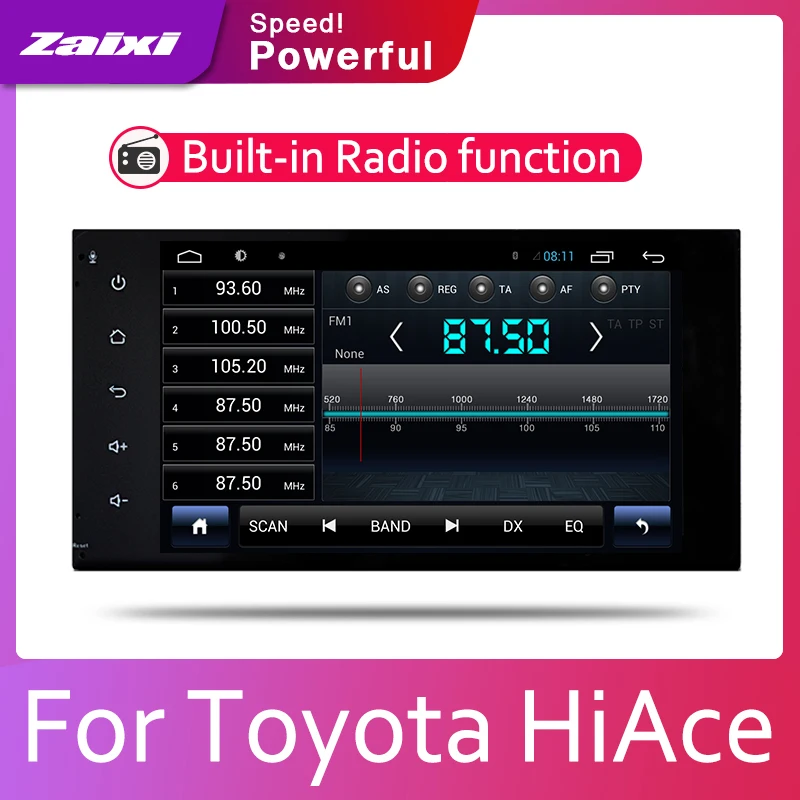 Perfect ZaiXi 7 HD 1080P IPS LCD Screen Android 8 Core For Toyota HiAce 2004~2019 Car Radio BT 3G4G WIFI AUX USB GPS Navi Multimedia 1