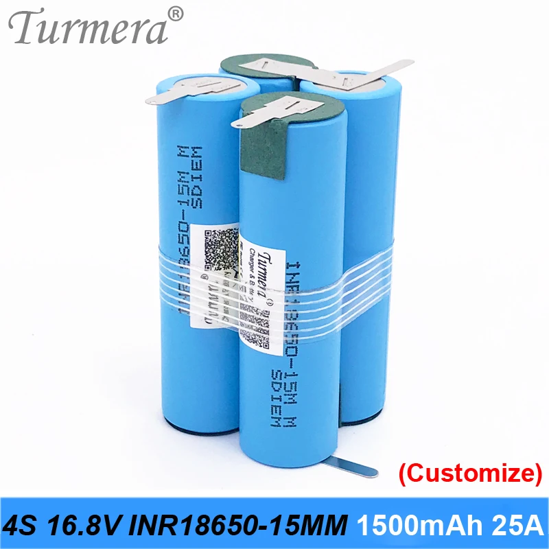 3 S 12,6 V 4S 16,8 V 5s 18 V аккумулятор INR18650-15MM 1500 mah 25A разрядный ток для шуруповой отвертки батареи(настройка