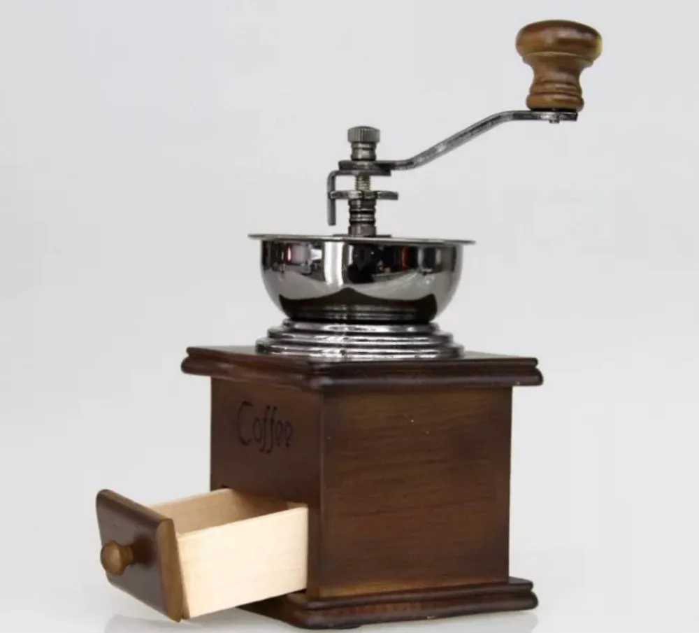 Manual Coffee Grinder Classical Wooden Coffee Spice Mill Retro Vintage Coffee Bean Grinding 