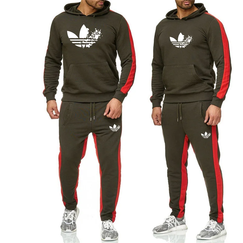 Men Two Pieces Set New Fashion Hooded Sweatshirts Sportswear Men Tracksuit Hoodie Autumn Men Brand Clothes Hoodies+Pants Sets 