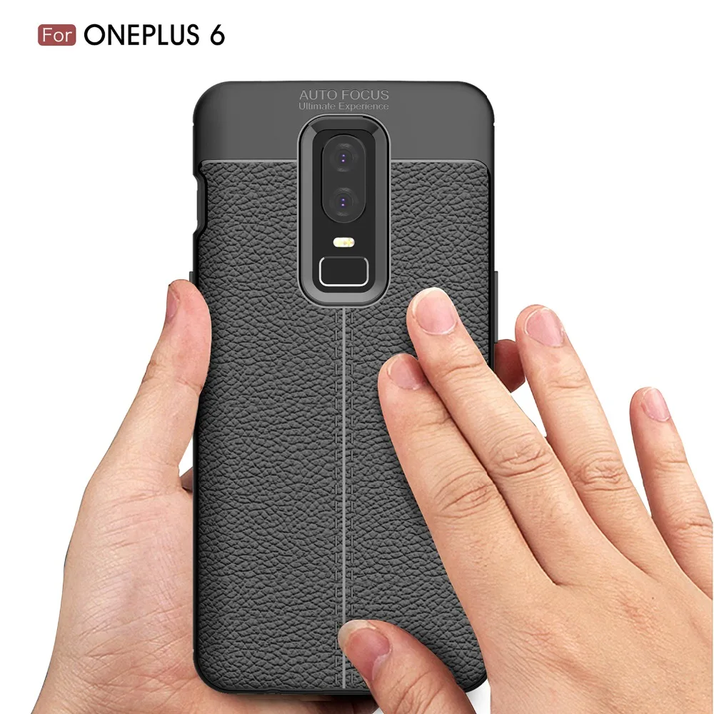 

OnePlus 6 Oneplus6 1+6 Case Protection PU Leather Texture Bumper Cover A6000 A6003 on One Plus 6 Oneplus 6 Coque Fundas Tpu Case