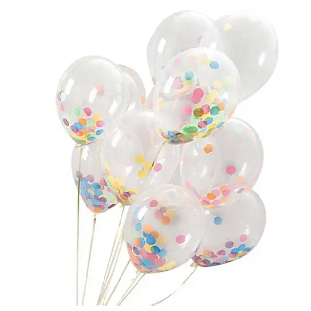 Practical 12 Inch Rainbow Bright Confetti Balloons For Party