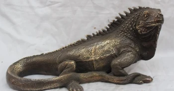 

song voge gem S1711 15" Lovely Chinese Copper Bronze Wild Animal Cabrite Lizard Statue Sculpture