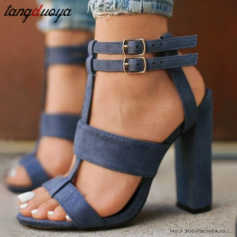 المرأة صنادل عالية الكعب مثير أزياء الصيف 2019 السيدات زقزقة حذاء مزود بفتحة للأصابع صناديل للنساء المصارع النساء الصنادل تي حزام أحذية الحفل...