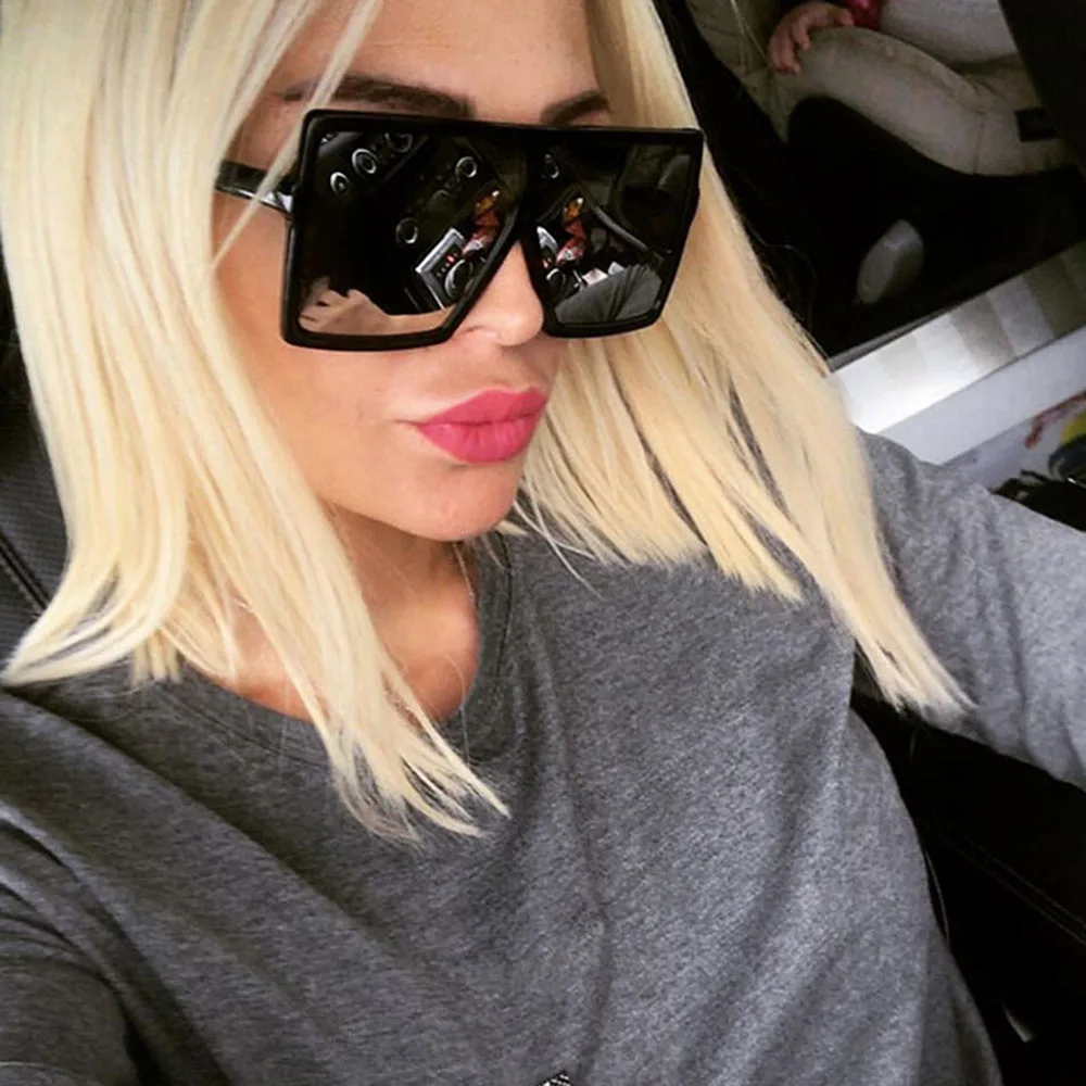 

1Pcs Square Flat Large Sunglasses Big Oversized Frame Dazzle Unisex Glasses
