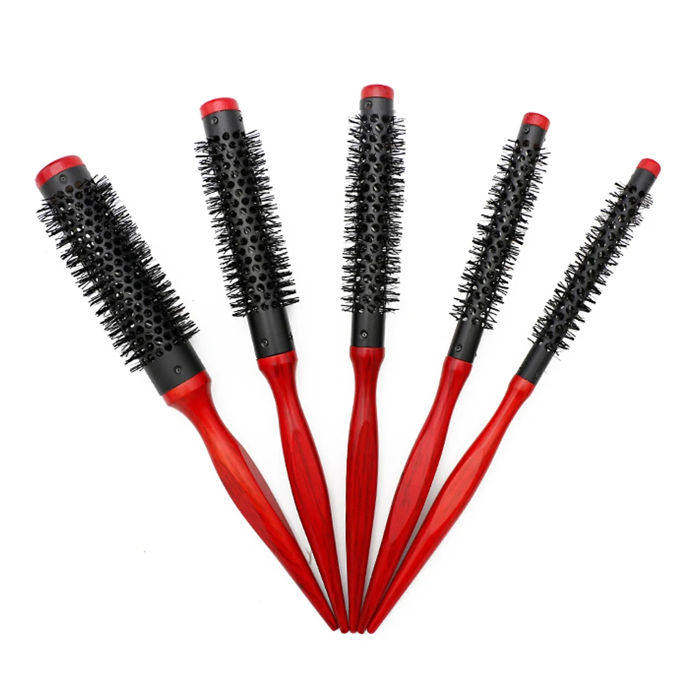 

Professional Round Salon Fashion Flexible Pins Styling Tools Wooden Handle Radial Hairbrush Brushes Hair Comb Home Curler