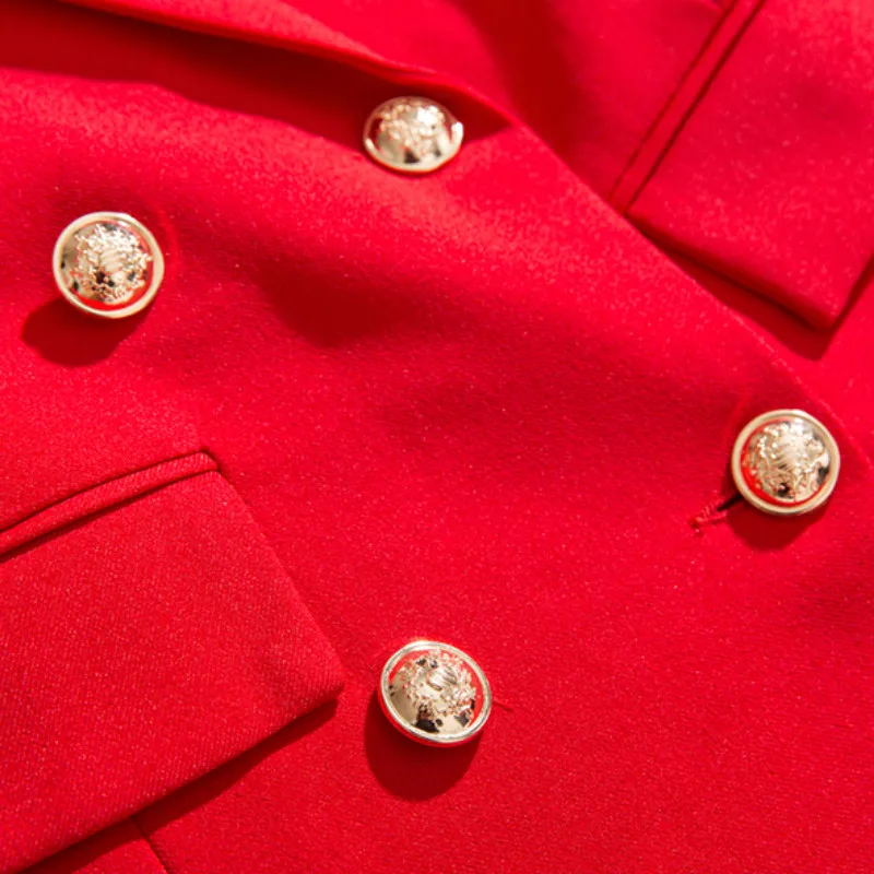 Women's suit set professional double-breasted red suit jacket Slim nine pants two-piece 2019 summer new women's clothing