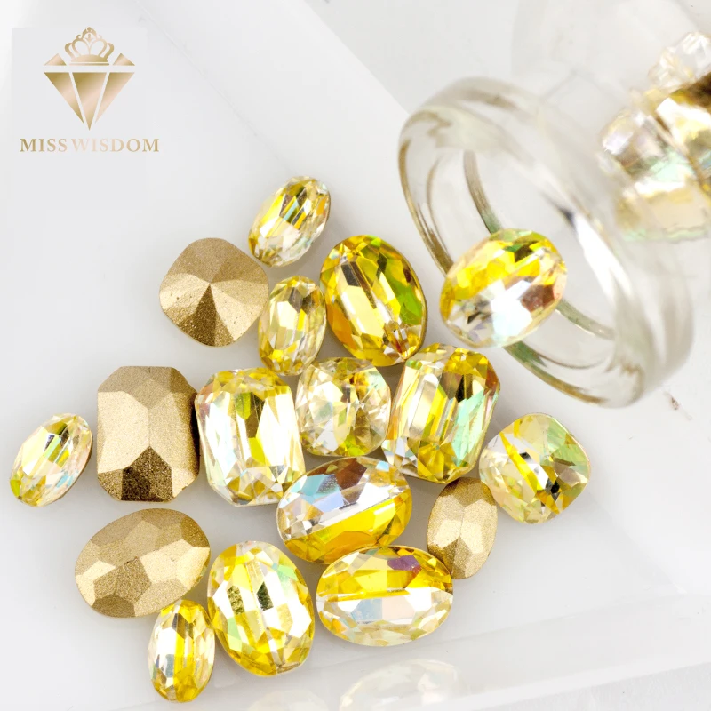 

High quality rhinestones 50pcs/pack pointback Glue on nail art Light yellow flame Laser 213LS nail sticker DIY symphony nail art
